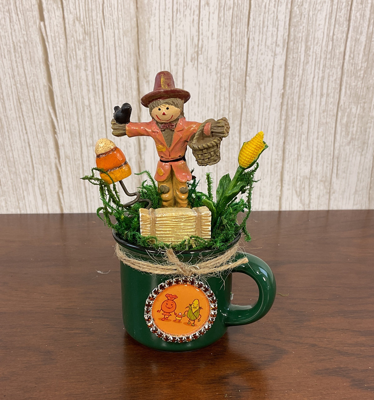 AGSD Halloween Fall Home Decor - Candy Corn Scarecrow Mini Mug Display