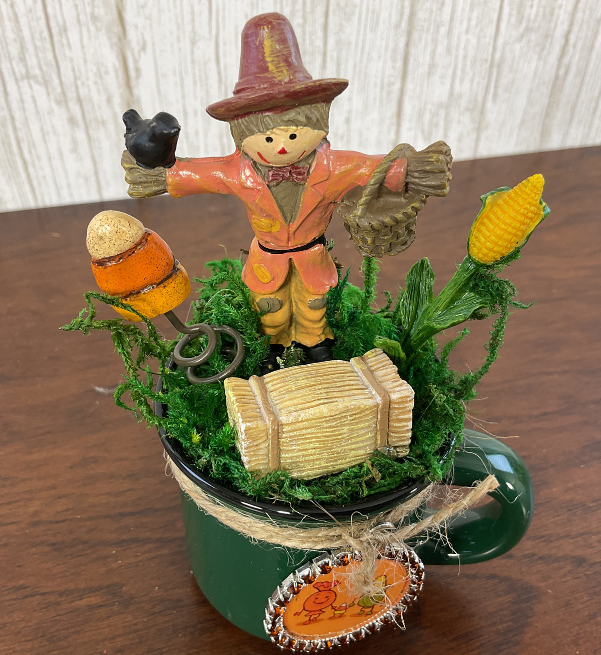 AGSD Halloween Fall Home Decor - Candy Corn Scarecrow Mini Mug Display