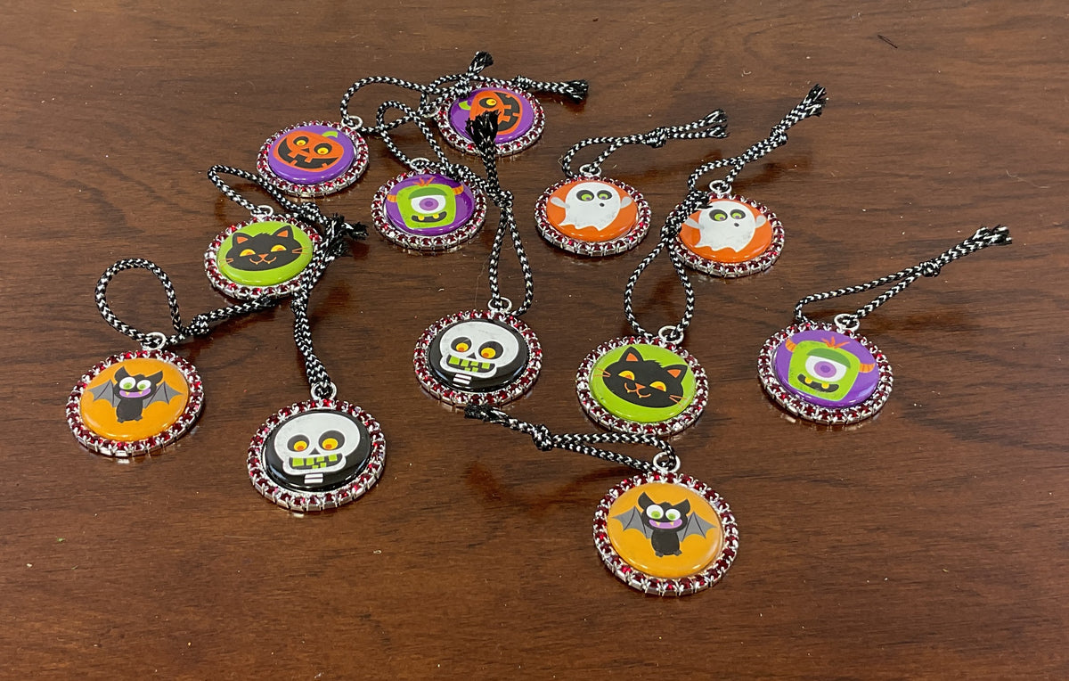 AGSD Halloween Decor - Cute Icon Rhinestone Bottle-cap Small Ornaments 12pc Set