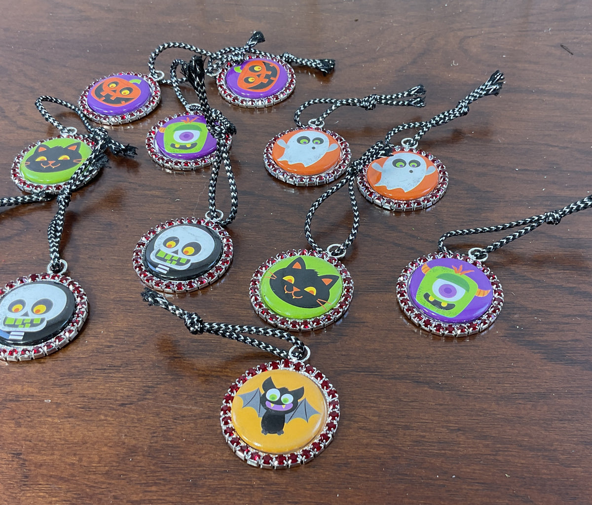 AGSD Halloween Decor - Cute Icon Rhinestone Bottle-cap Small Ornaments 12pc Set