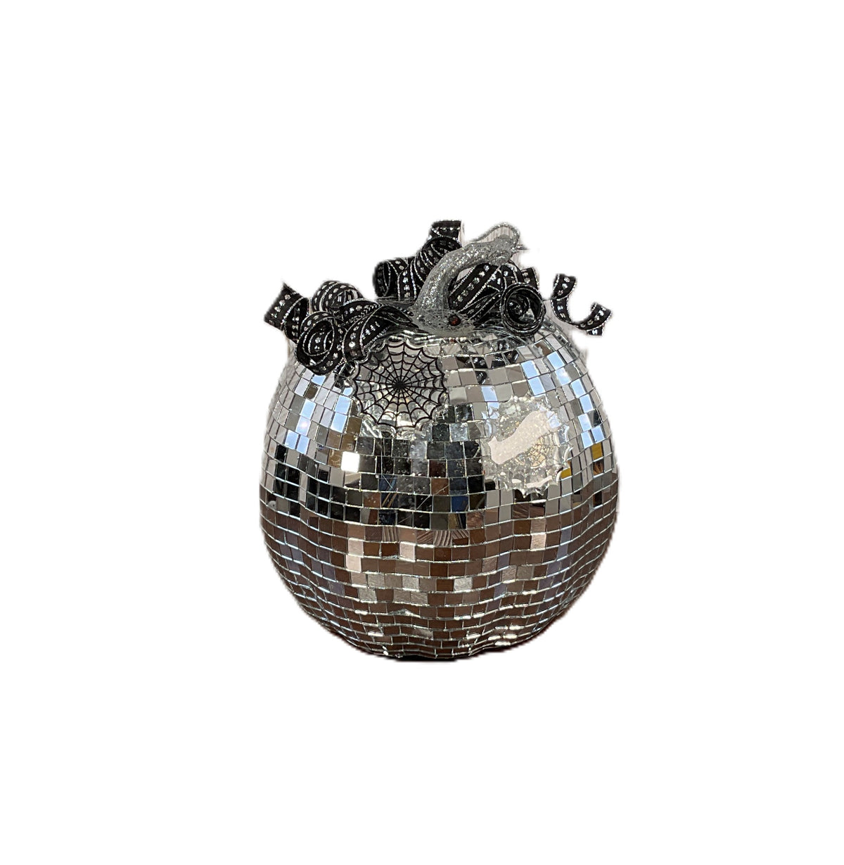 AGSD Halloween Decor - Disco-ball Mirror Pumpkin 8.5 inch tall