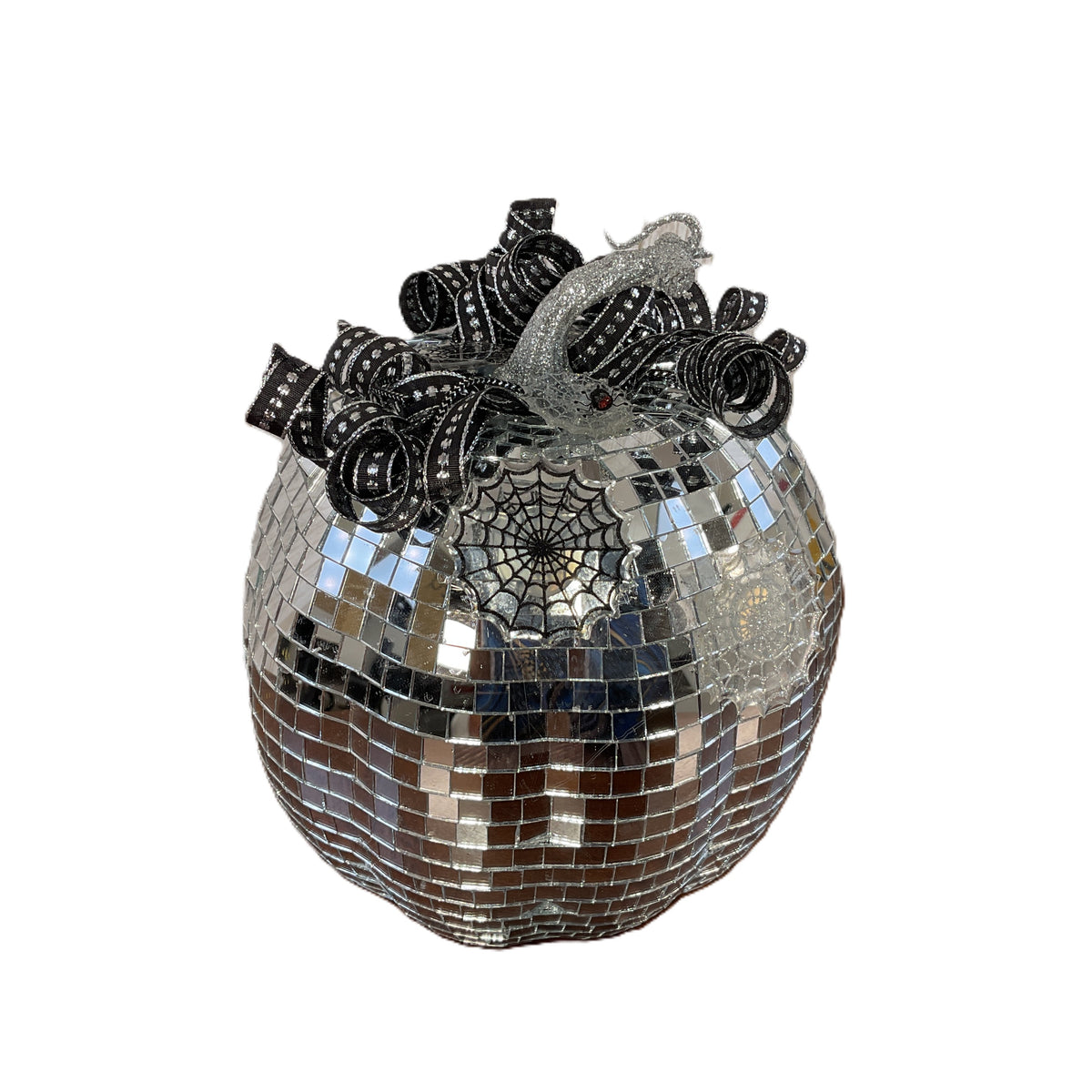 AGSD Halloween Decor - Disco-ball Mirror Pumpkin 8.5 inch tall