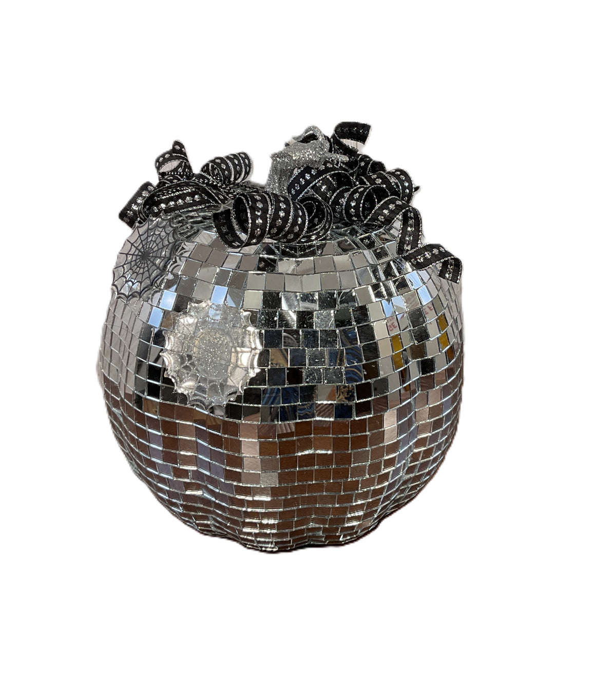 AGSD Halloween Decor - Disco-ball Mirror Pumpkin 8.5 inch tall