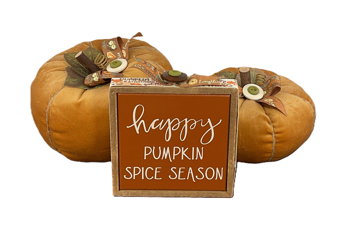 AGSD Fall Home Decor - Soft Orange Velvet  Spice Pumpkins Various Designs