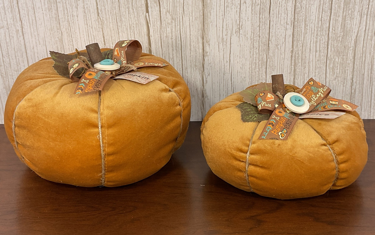 AGSD Fall Home Decor - Soft Orange Velvet  Spice Pumpkins Various Designs