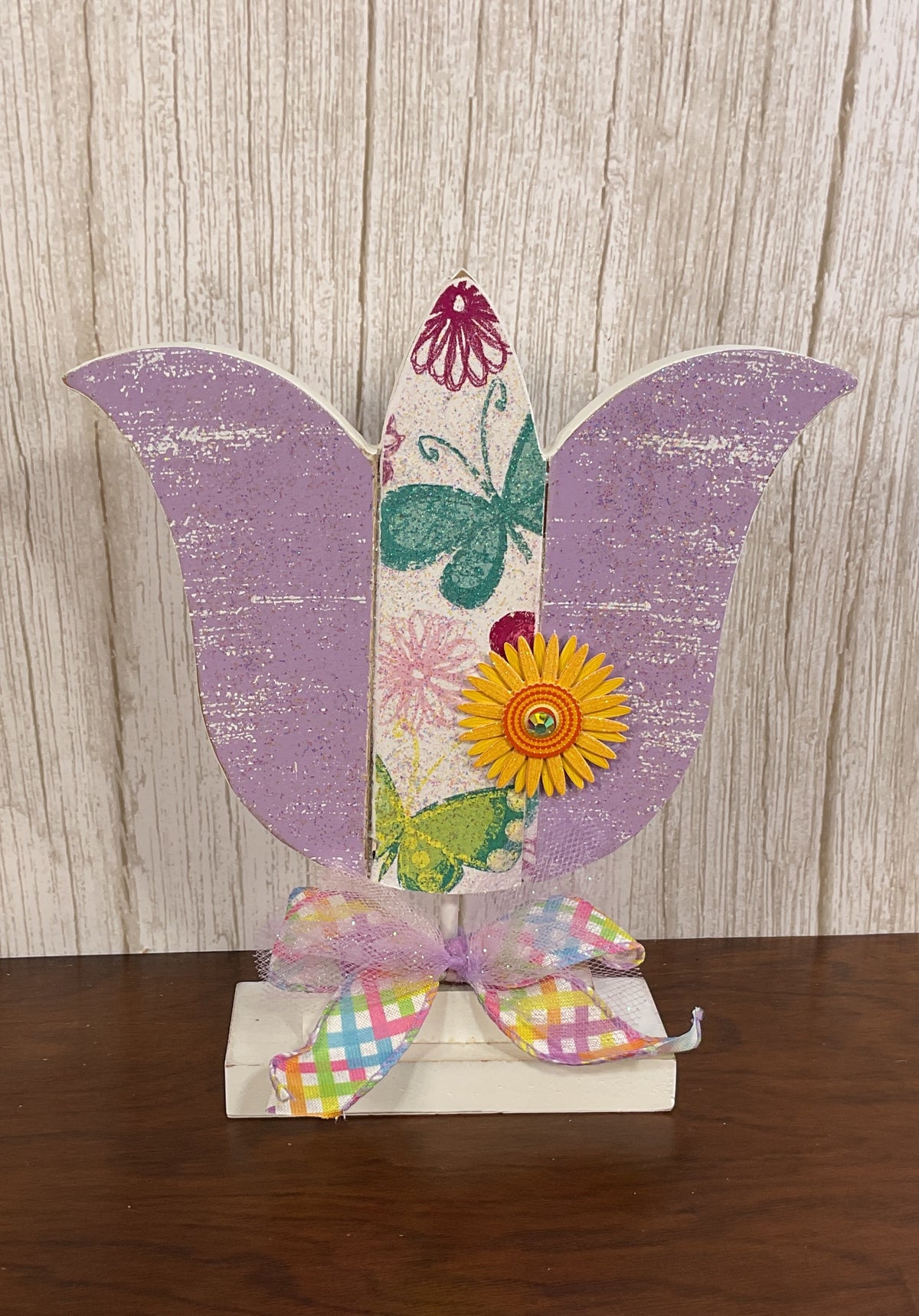 AGSD Easter Spring Decor - Large Chunky Wood Spring Tulips 3pc Set