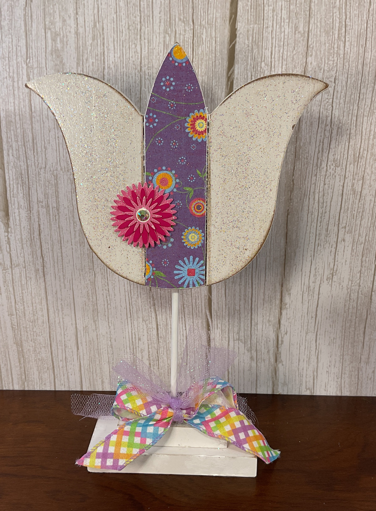 AGSD Easter Spring Decor - Large Chunky Wood Spring Tulips 3pc Set