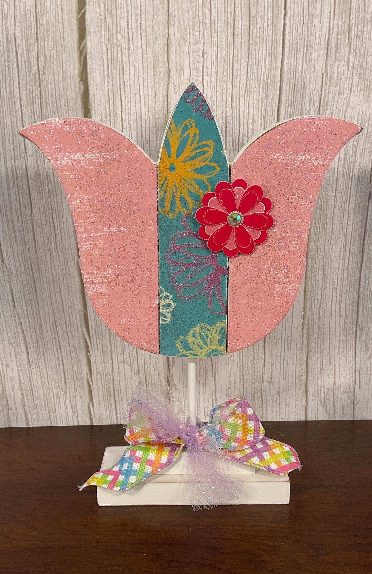 AGSD Easter Spring Decor - Large Chunky Wood Spring Tulips 3pc Set
