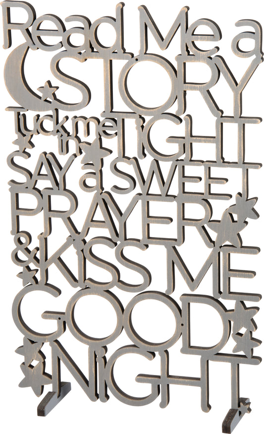 PBK Home Nursey Decor - Baby Say Good Night Bedtime Story Cut-out Wood Sign