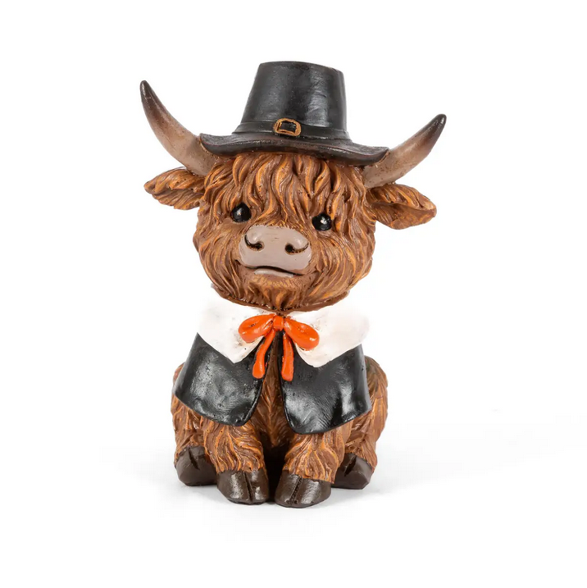 Gerson Fall Decor - Pilgrim Theme Highland Cow Figurines 4pc Set