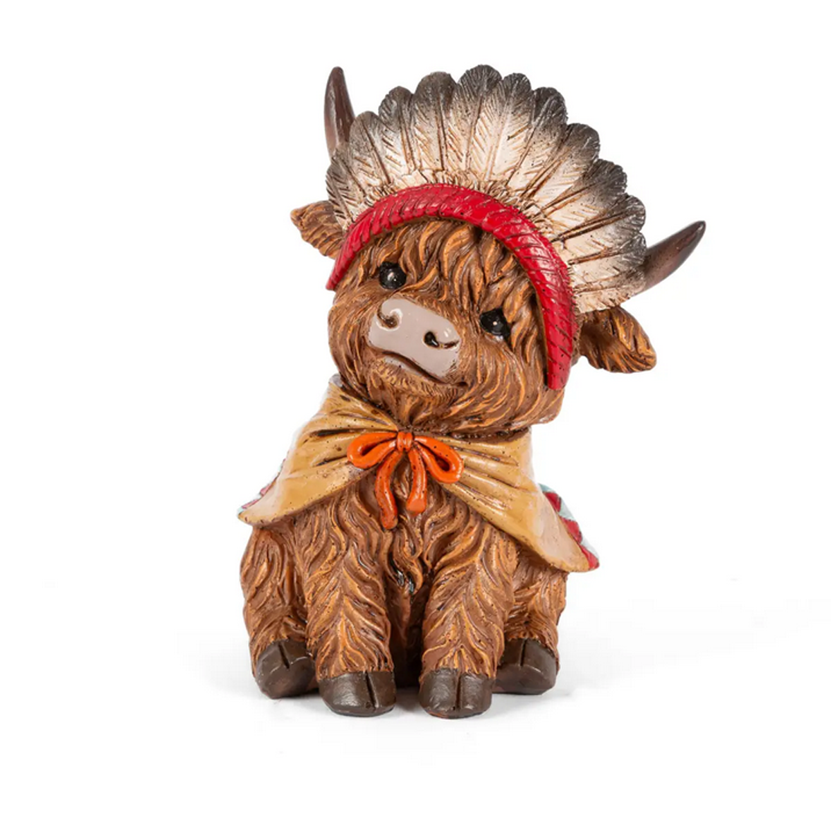 Gerson Fall Decor - Pilgrim Theme Highland Cow Figurines 4pc Set