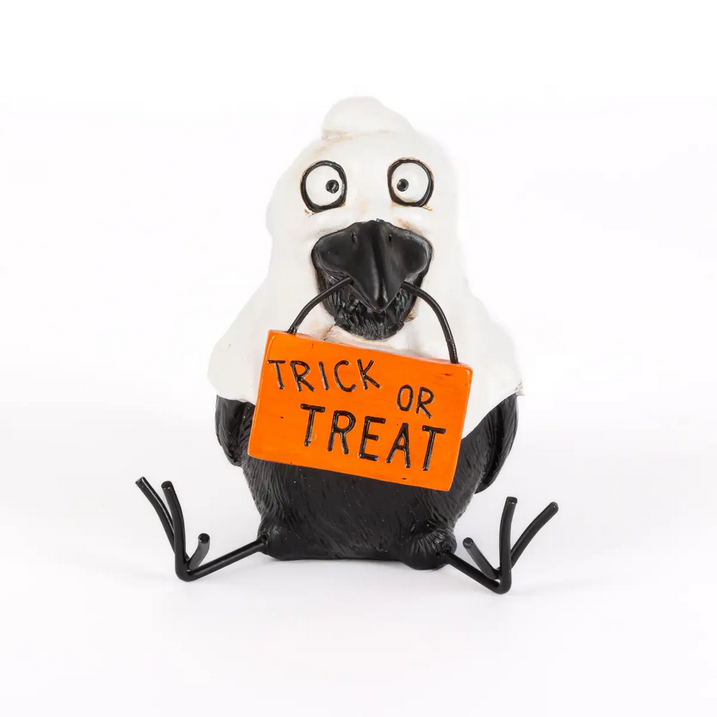 Gerson Halloween Decor - Resin Ghost Judging Black Crow 3pc Set