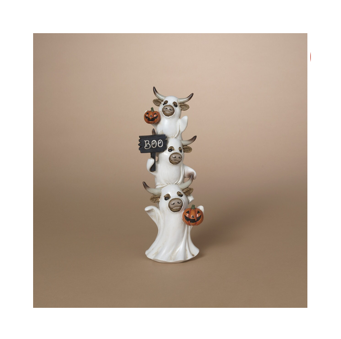 Gerson Halloween Decor - Resin Stacking Ghost Highland Cows Figurine