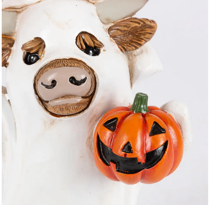 Gerson Halloween Decor - Resin Stacking Ghost Highland Cows Figurine