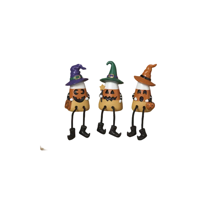 Gerson Halloween Decor - Resin Witch Candy Corn Sitter Figurines 3pc