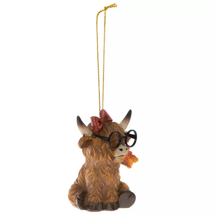 HL Fall Decor - Small Highland Cow Couple Figurines Ornament Couple 2pc
