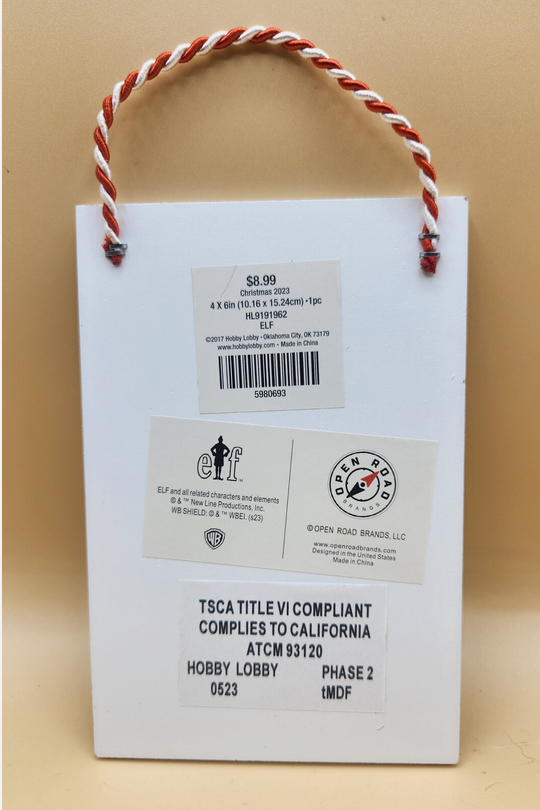 HL Christmas Decor - Elf Buddy Pretty Card Ornament Sign