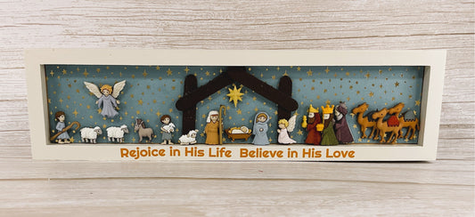 AGSD Christmas Decor - Nativity Manger Scene Flat Back Button Inset Sign