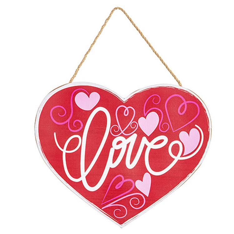 Darice Valentines Decor - Red Pink MDF Wood Love Heart Sign