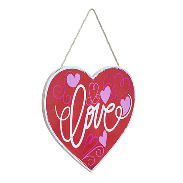 Darice Valentines Decor - Red Pink MDF Wood Love Heart Sign