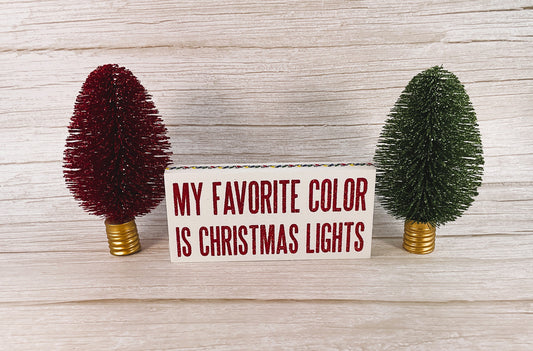 AGSD Christmas Decor - Favorite Color Light Bulbs Bottle Brush Trees 3pc Set