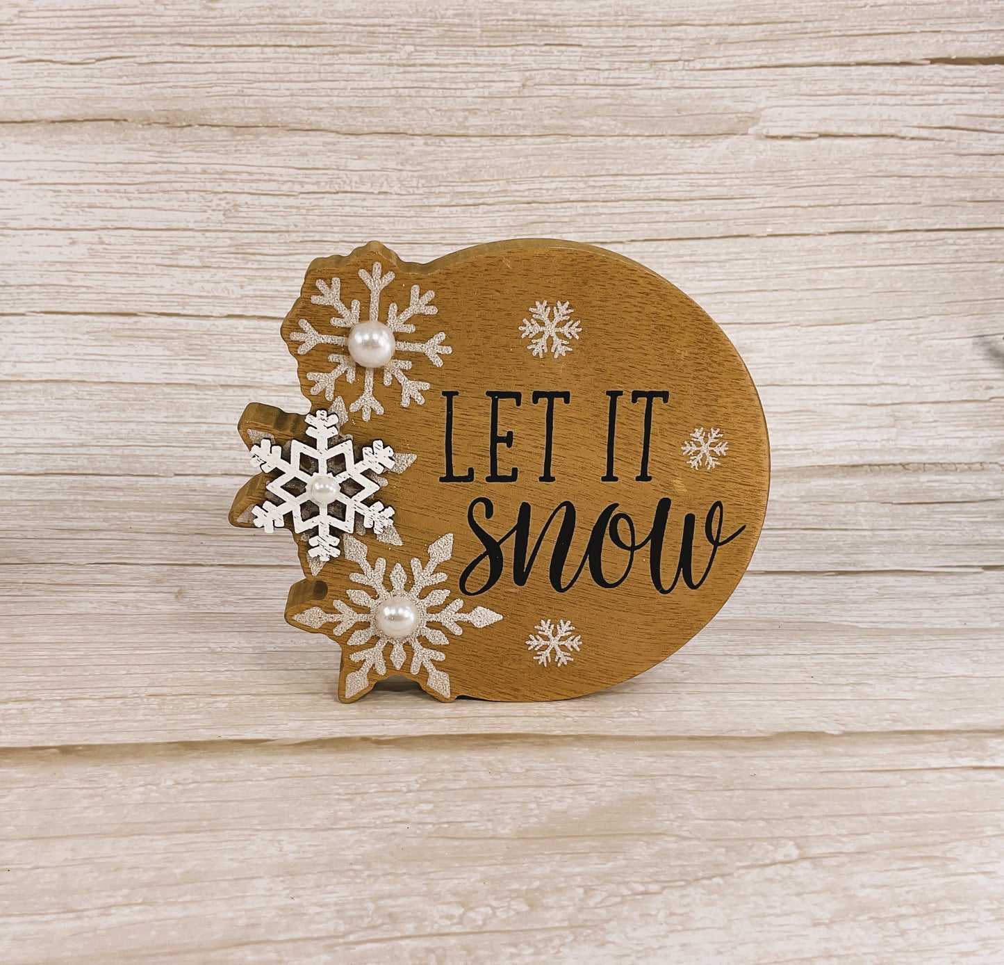 AGSD Winter Decor - Neutral Farmhouse Snowflakes and Sign 3pc Set