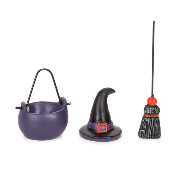 Darice Halloween Decor - Resin Mini Scape Fairy Garden Witch Broom Pot #3115-035