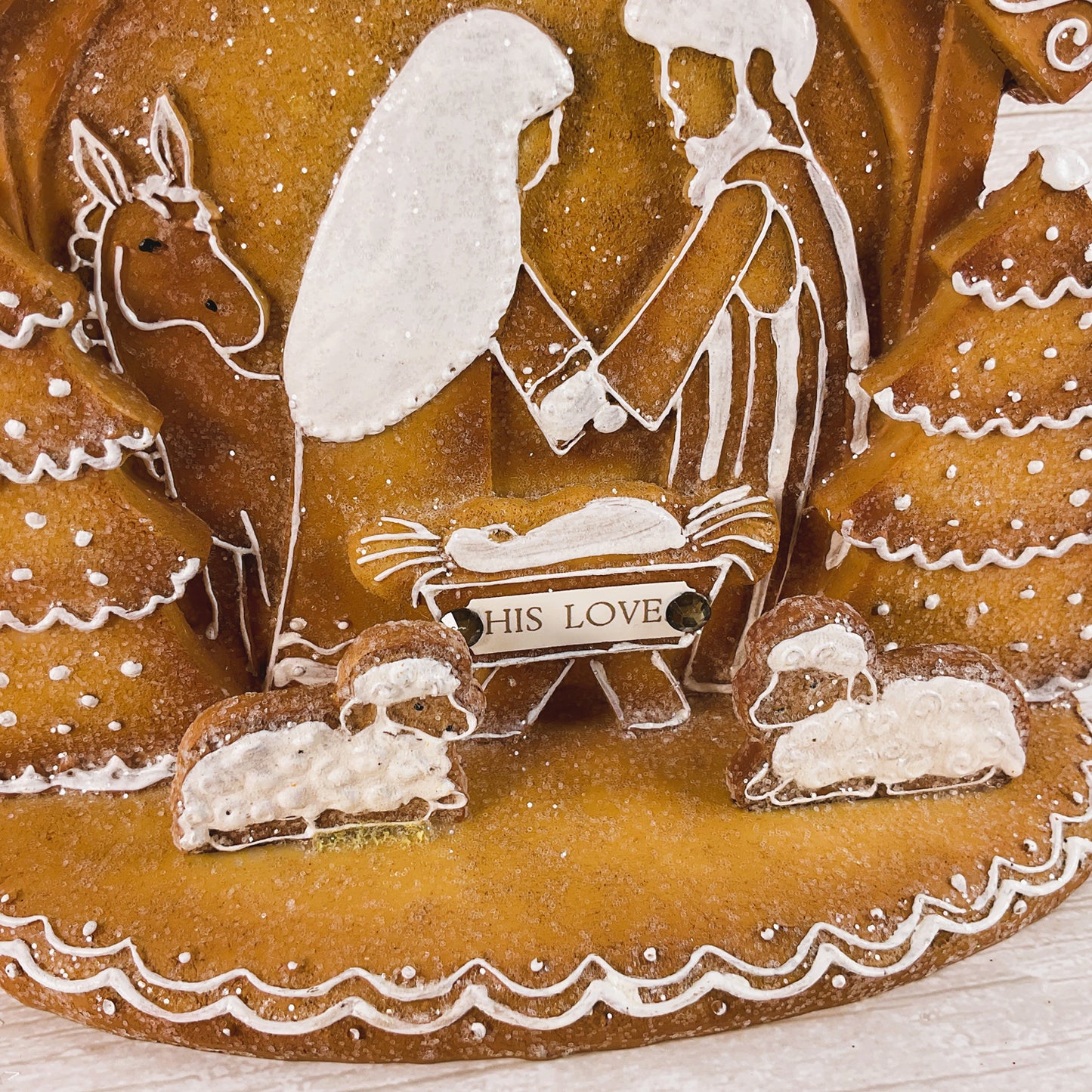 AGSD Christmas Decor - Love Gingerbread Nativity Holy Family Stable Figurine