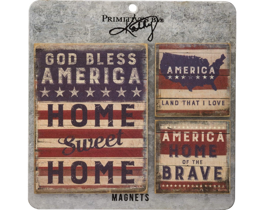 PBK Patriotic Decor - America American Prim Magnet 3pc Set