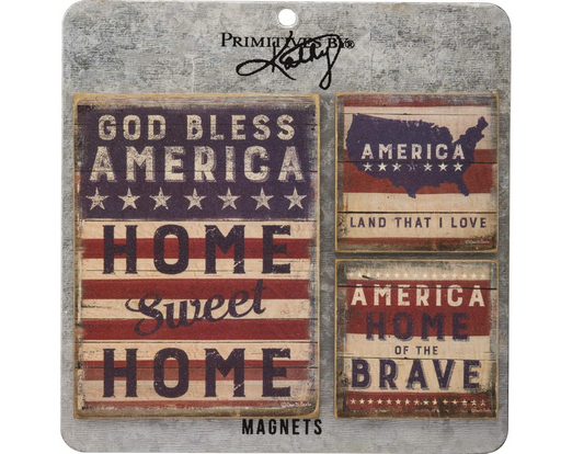 PBK Patriotic Decor - America American Prim Magnet 3pc Set