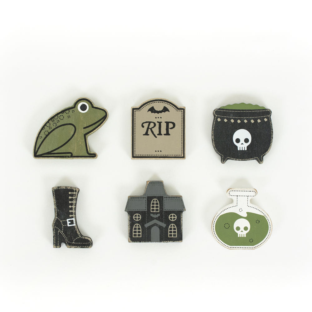 Adams & Co Halloween Decor - Letterboard Wood Icon Shapes Charms Various Designs