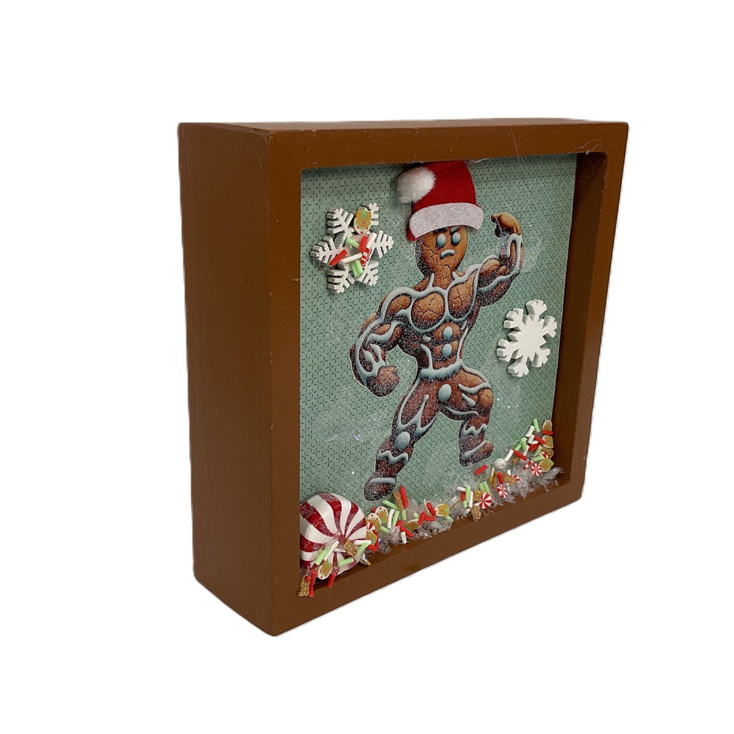 AGSD Christmas Decor - Gingerbread Muscle Man Gym Inset Box Sign