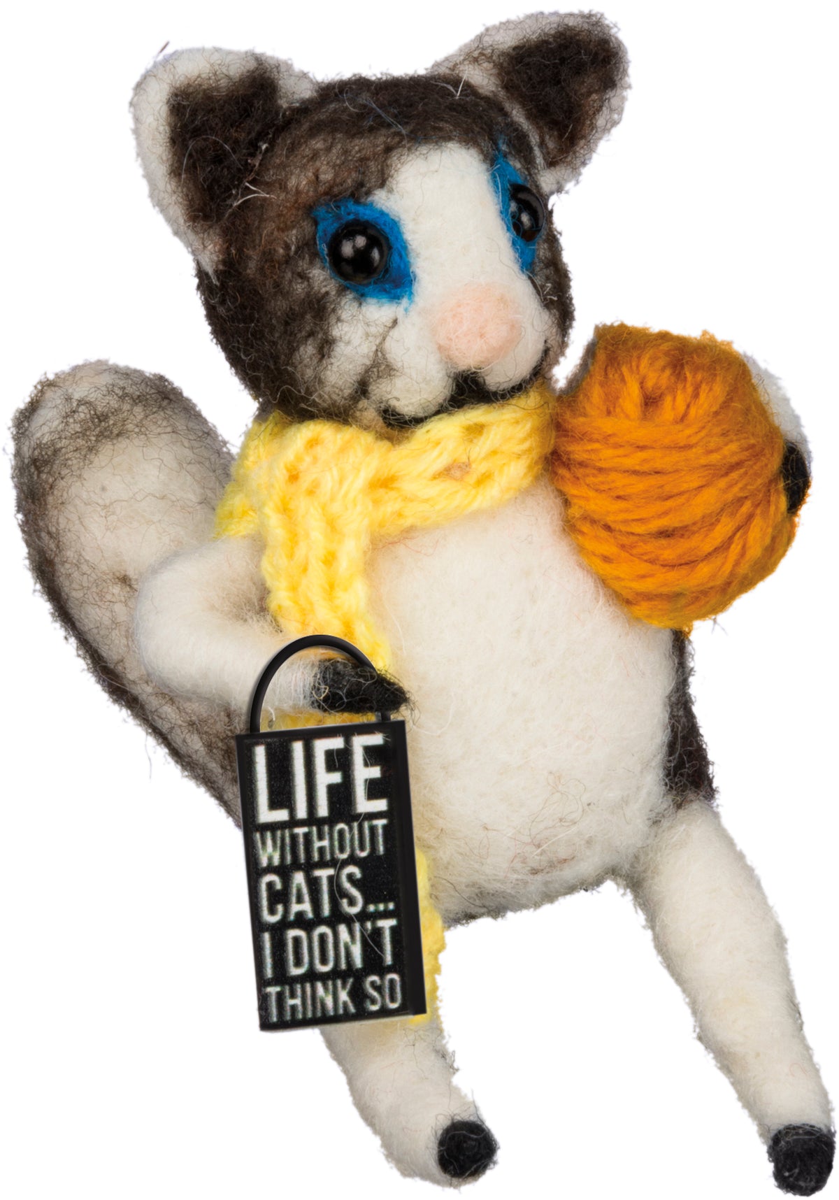 PBK Home Pet Decor - Life Without Cat Hand-Felted Cat Ornament