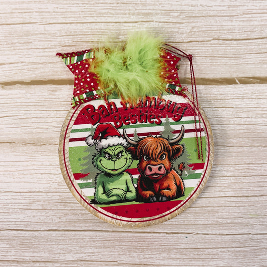 AGSD Christmas Decor - Whimsy Highland Cow Bestie Ornament 5-inch