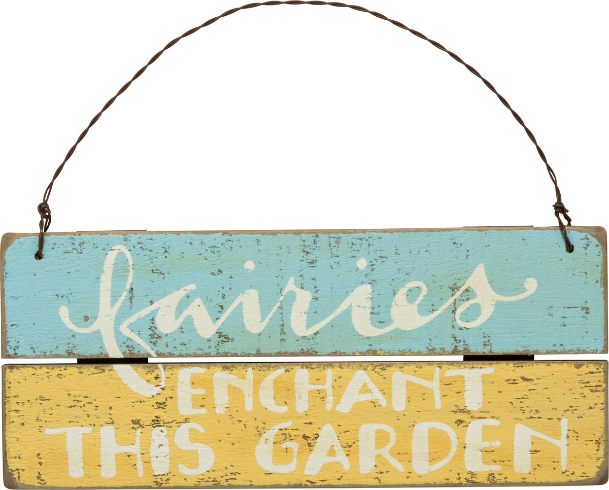 PBK Summer Spring Decor - Fairy Enchanted Garden Ornament Small Sign
