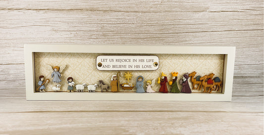 AGSD Christmas Decor - Nativity Manger Scene Flat Back Button Inset Sign