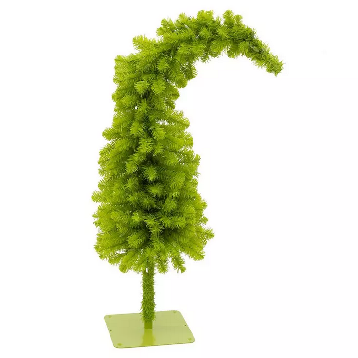 HL Christmas Decor - Whimsical Lime Green Tinsel LED Lighted Tree 3ft