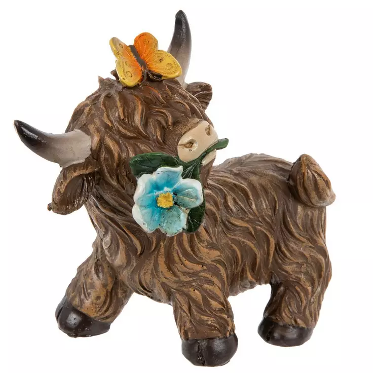 HL Spring Decor - Resin Scottish Highland Cow Spring Figurines 4pc Set