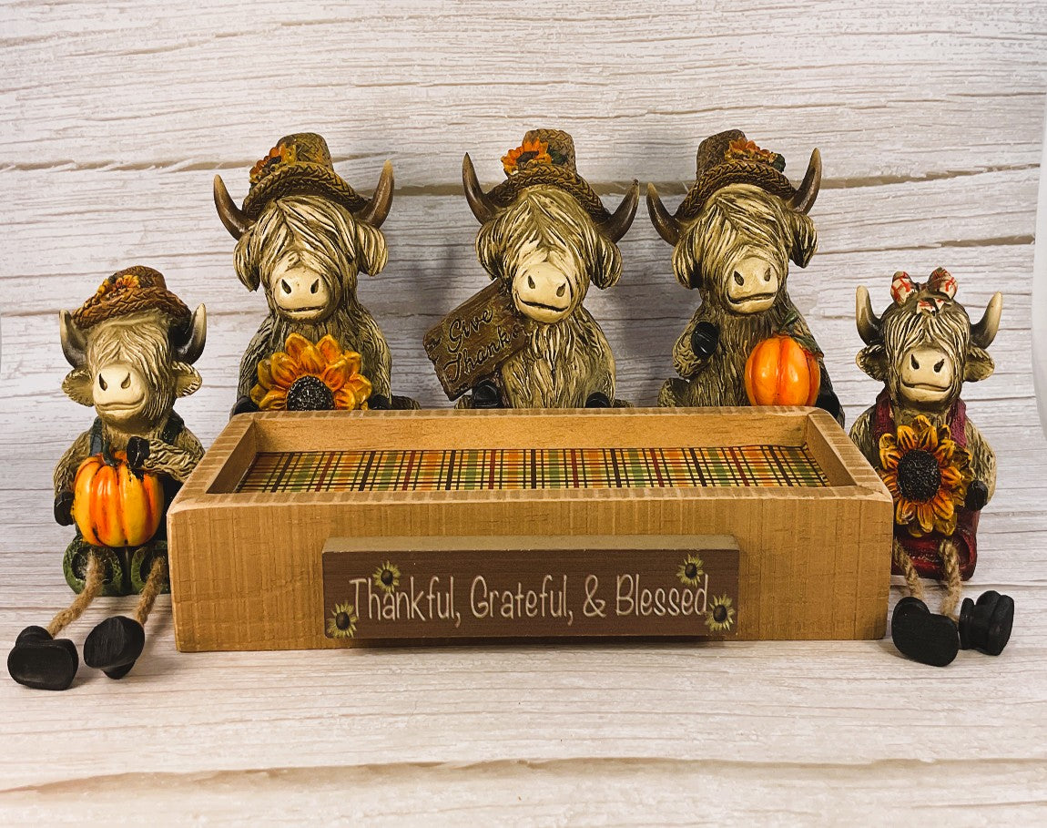 AGSD Fall Decor - Autumn Harvest Highland Cows wikth Stand 6pc Set