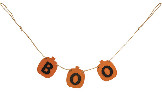 CWI Halloween Decor - Boo Pumpkin Tier Tray Mini Small Banner Garland Clip