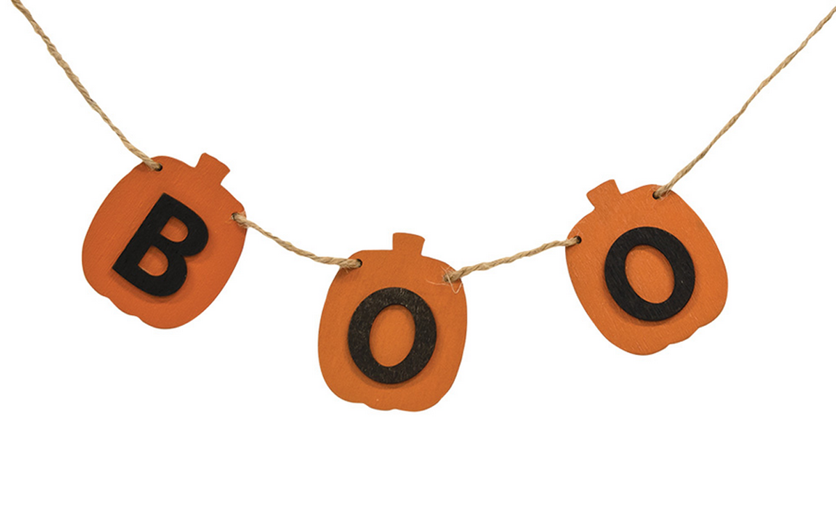 CWI Halloween Decor - Boo Pumpkin Tier Tray Mini Small Banner Garland Clip