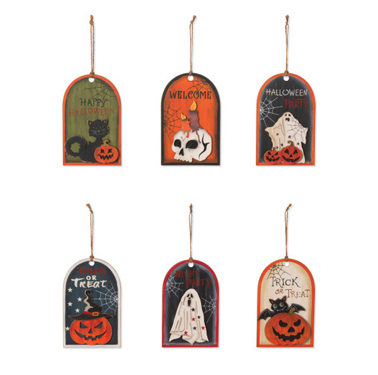 Gerson Halloween Decor - Tomb Shape Halloween Ornaments 6pc Set