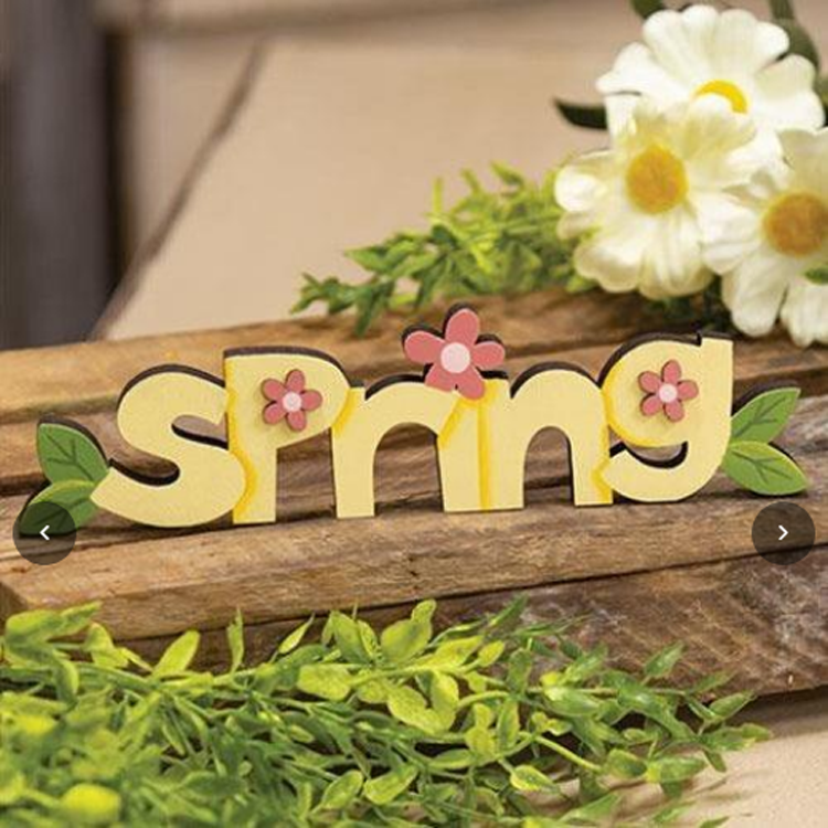 CWI Spring Decor - Spring Wood Cut-Out Small Sign