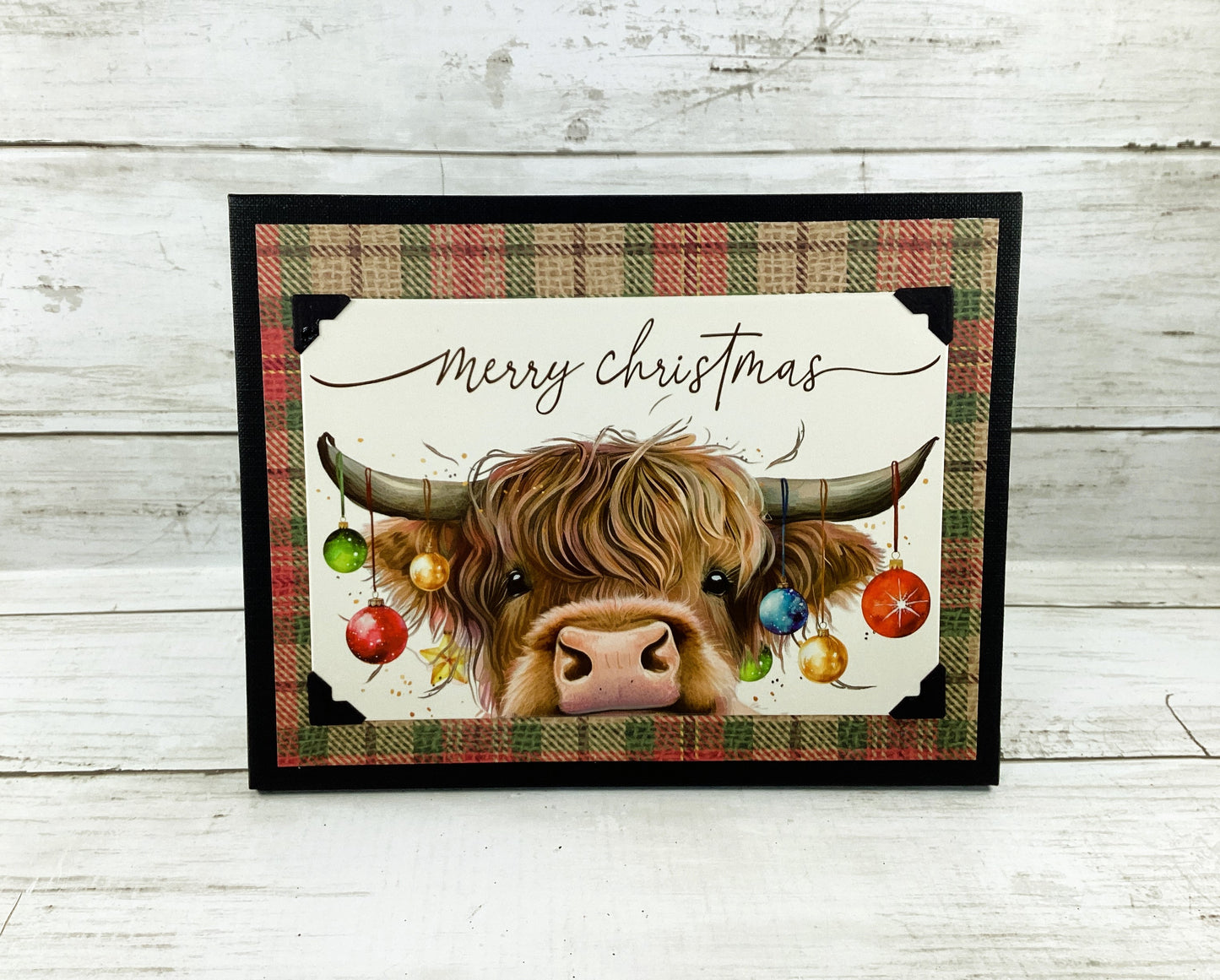 AGSD Christmas Decor - Resin Scottish Highland Cow Couple Figurines 3pc Set