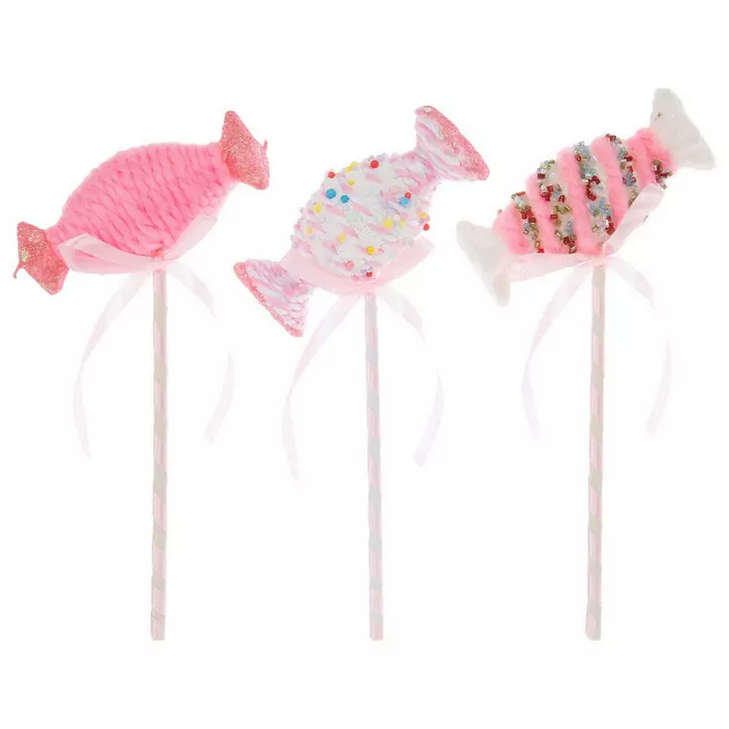 HL Christmas Supply - Glitter Cupcake Wrapped Candy Picks 6pc Set