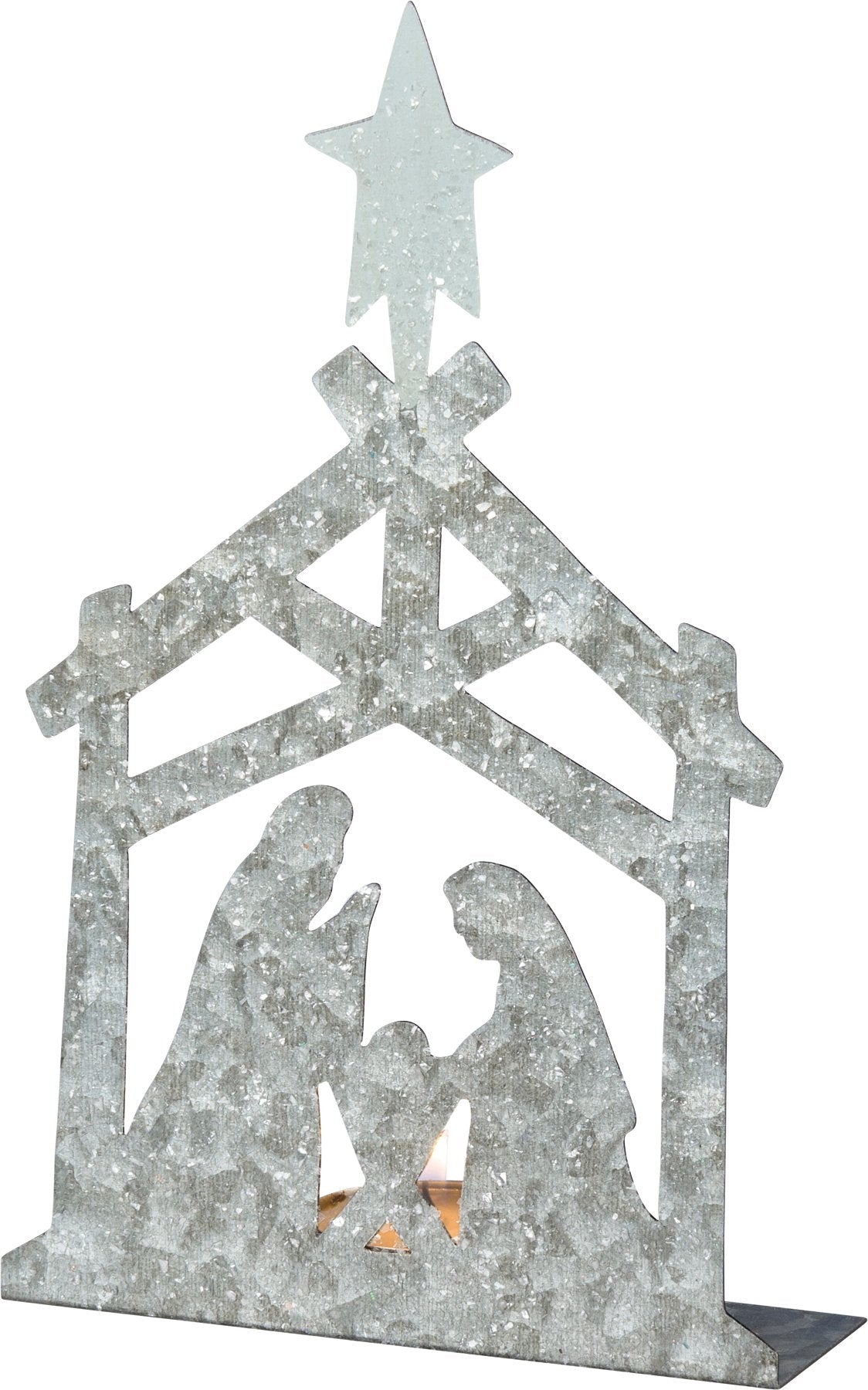 PBK Christmas Decor - Metal Holy Family Nativity Tealight Candle Holder