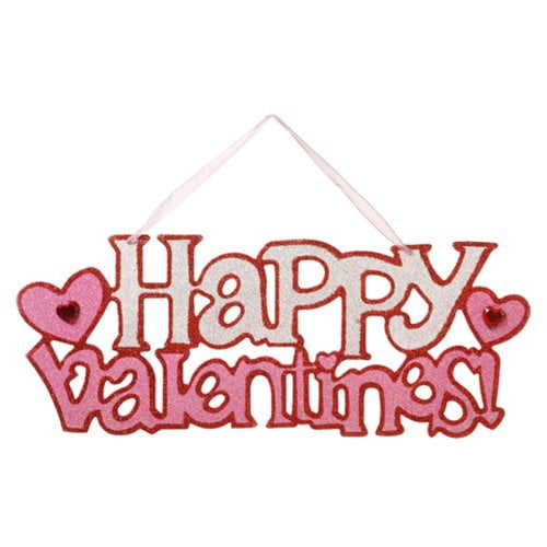 Darice Valentines Decor - Pink and Red Wall Wreath Sign 15.25 inches