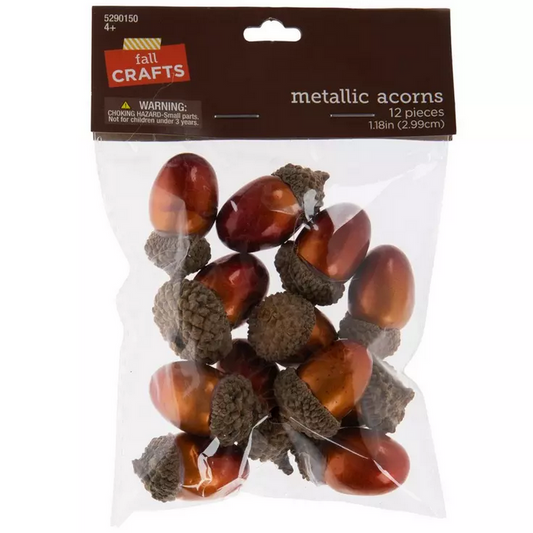 HL Fall Craft Supply - Small Metallic Foam Acorns 12pc 1pk