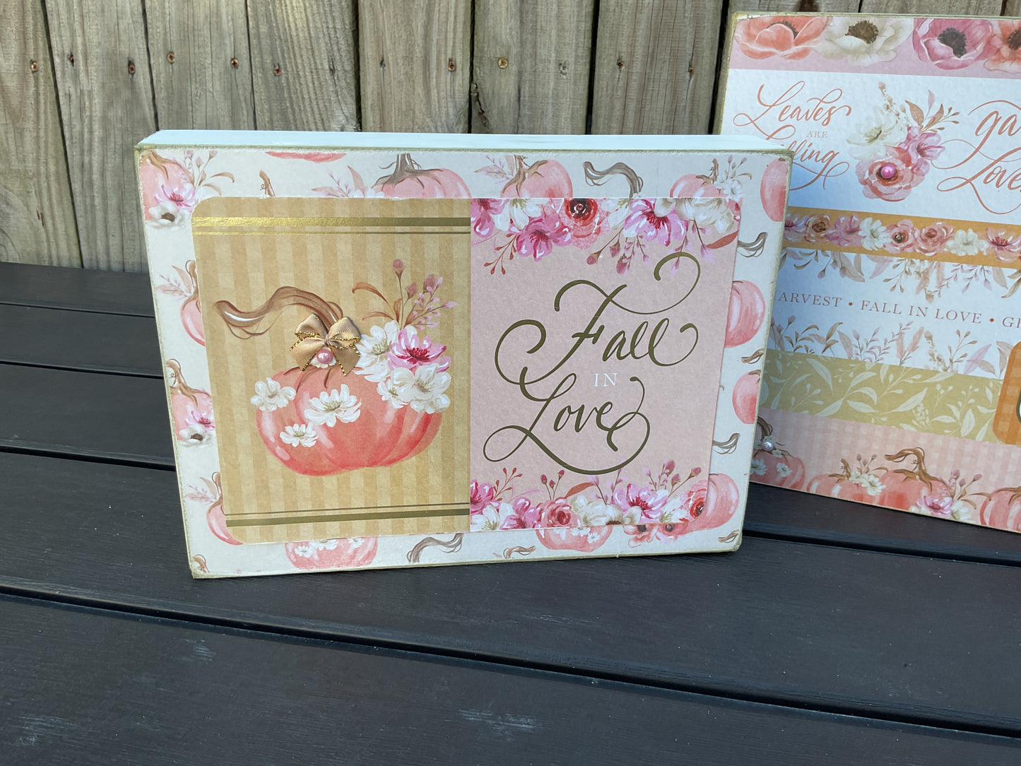 AGSD Fall Decor - Pastel Rose Gold Pink Thankful Box Sign 2pc Set