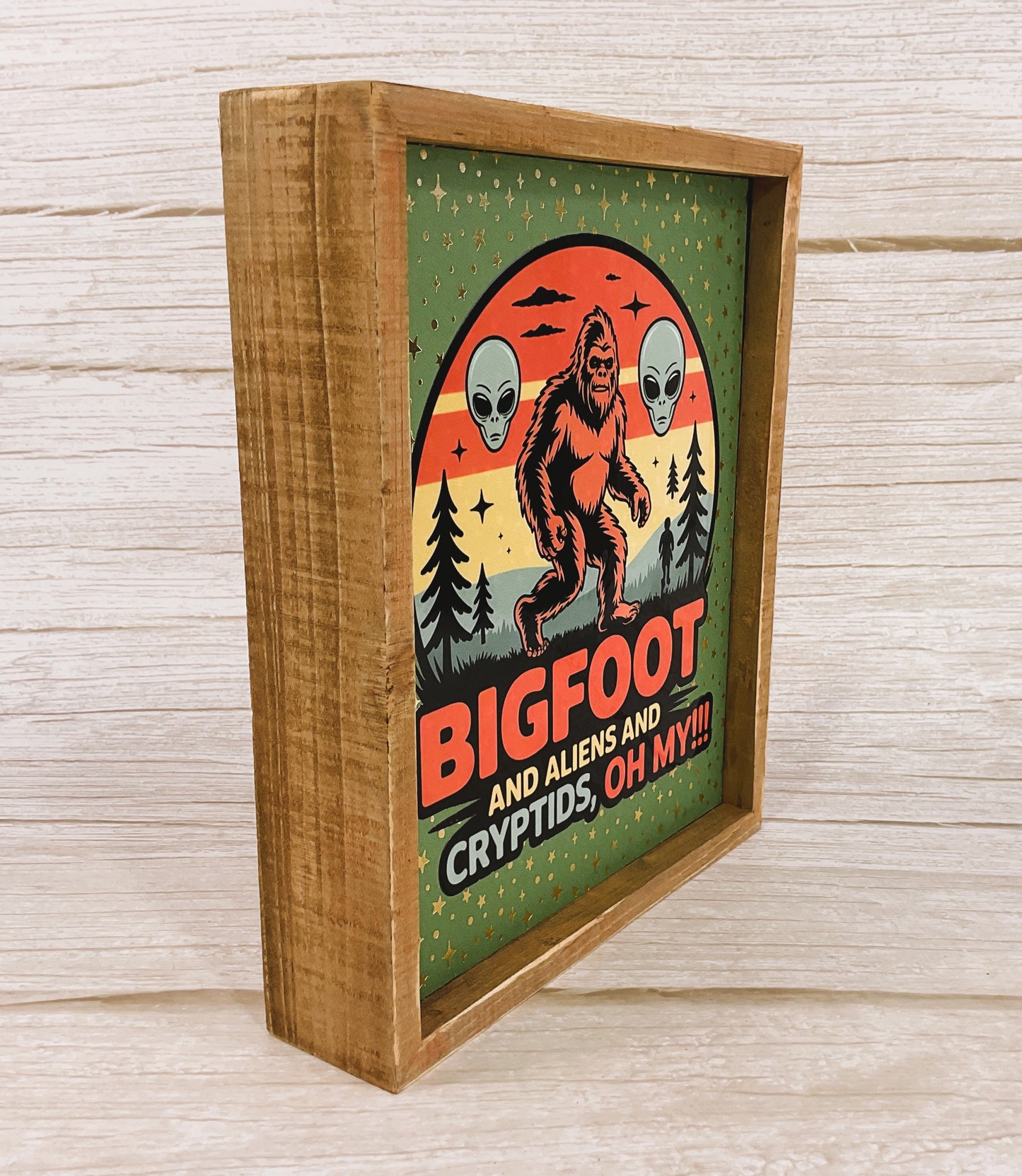 AGSD Home Decor - Bigfoot Aliens Cyrtids Oh My Inset Box Sign GRN